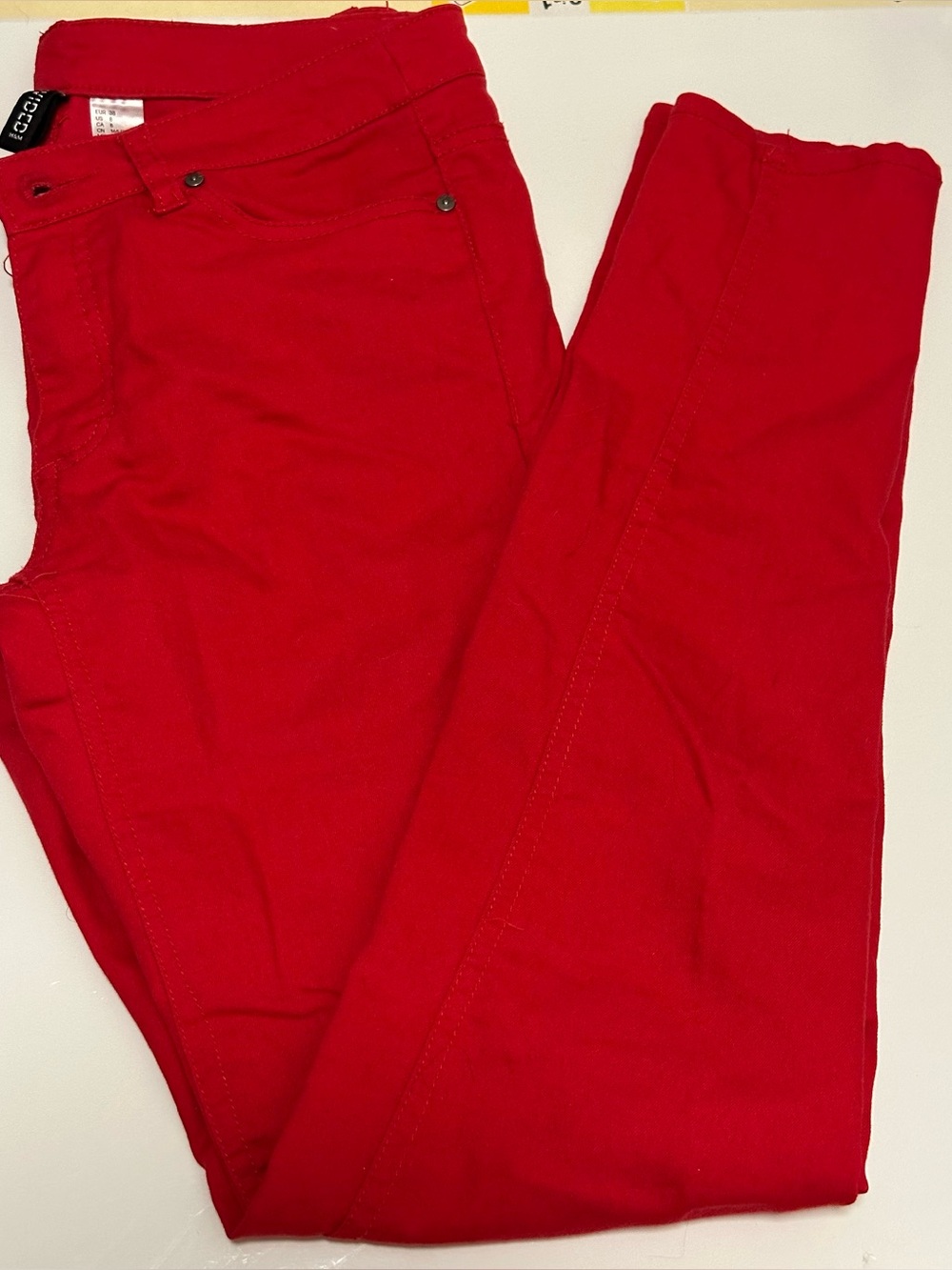 H&M Red Skinny Jeans Divided Long Size 8 M Womens - Picture 2 of 3